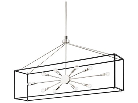 Hudson Valley Glendale 10-Light Polished Nickel Black Island Pendant