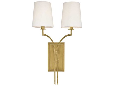 Hudson Valley Glenford 2-Light Aged Brass Off White Wall Sconce