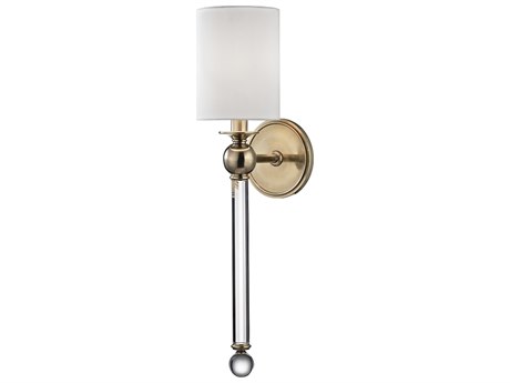 Hudson Valley Gordon 1-Light Aged Brass White Crystal Wall Sconce