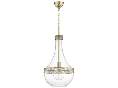Hudson Valley Hagen 1-Light Aged Brass Clear Glass Pendant