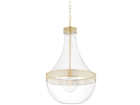 Hudson Valley Hagen 1-Light Aged Brass Glass Pendant