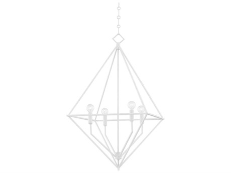 Hudson Valley Haines 4-Light White Plaster LED Candelabra Geometric Chandelier