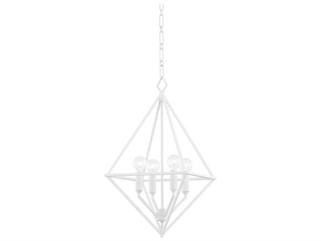 Hudson Valley Haines 4-Light White Plaster LED Candelabra Geometric Chandelier
