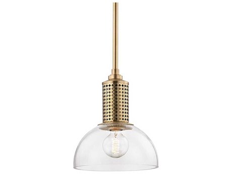 Hudson Valley Halcyon 1-Light Aged Brass Clear Glass Bowl Mini Pendant