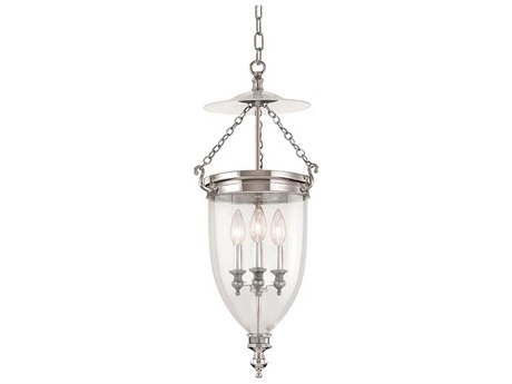 Hudson Valley Hanover 3-Light Polished Nickel Clear Glass Bell Mini Pendant