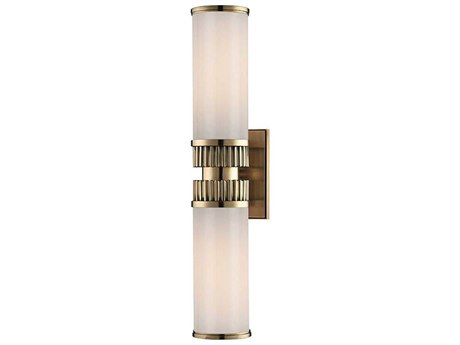 Hudson Valley Harper 2-Light Aged Brass Off White Glass Wall Sconce