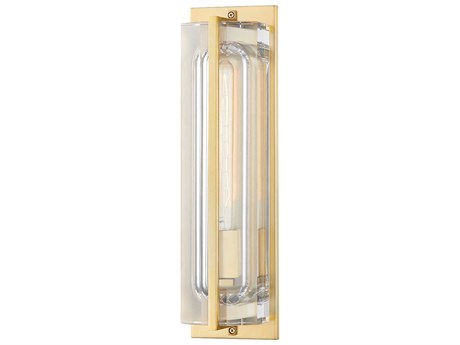 Hudson Valley Hawkins 1-Light Aged Brass Glass Wall Sconce