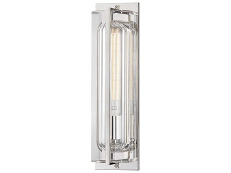 Hudson Valley Hawkins 1-Light Polished Nickel Glass Wall Sconce