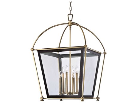 Hudson Valley Hollis 8-Light Aged Brass Clear Glass Candelabra Lantern Chandelier