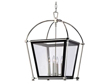 Hudson Valley Hollis 4-Light Polished Nickel Clear Glass Candelabra Lantern Chandelier