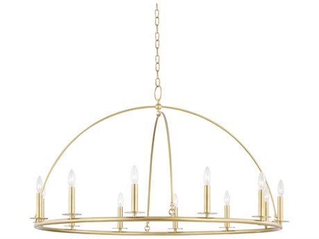 Hudson Valley Howell 12-Light Aged Brass LED Candelabra Round Tiered Chandelier