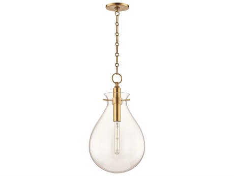 Hudson Valley Ivy 1-Light Aged Brass Clear Glass LED Pendant