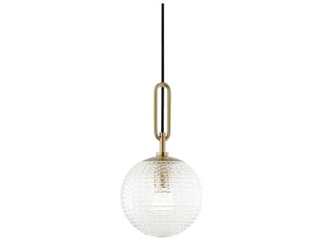 Hudson Valley Jewett 1-Light Aged Brass Glass Globe Round Mini Pendant