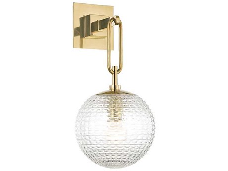 Hudson Valley Jewett 1-Light Aged Brass Glass Wall Sconce