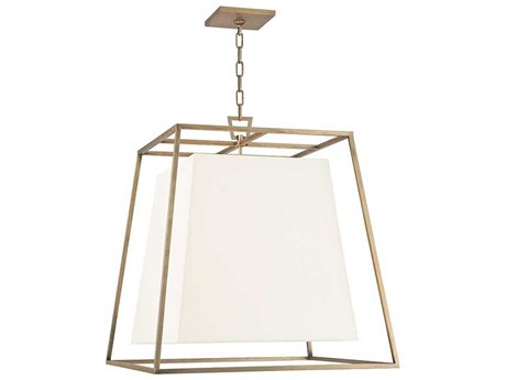 Hudson Valley Kyle 6-Light Aged Brass White Empire Pendant
