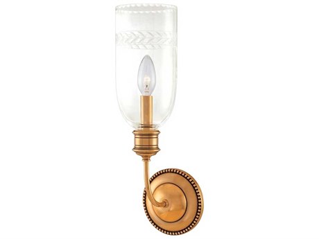 Hudson Valley Lafayette 1-Light Aged Brass Clear Glass Wall Sconce