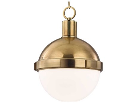 Hudson Valley Lambert 1-Light Aged Brass White Glass Globe Round Pendant
