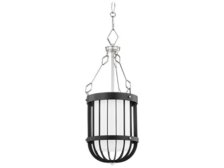 Hudson Valley Landon 1-Light Polished Nickel Black Cylinder Dome Mini Pendant