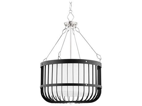Hudson Valley Landon 4-Light Polished Nickel Black Drum Pendant
