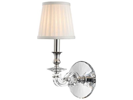 Hudson Valley Lapeer 1-Light Polished Nickel White Crystal Wall Sconce
