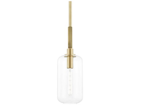 Hudson Valley Lenox Hill 1-Light Aged Brass Glass LED Cylinder Mini Pendant