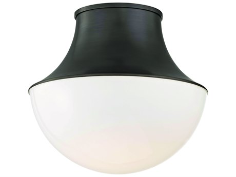 Hudson Valley Lettie 1-Light Old Bronze White Glass LED Bowl Semi Flush Mount