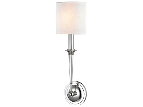 Hudson Valley Lourdes 1-Light Polished Nickel Off White Wall Sconce