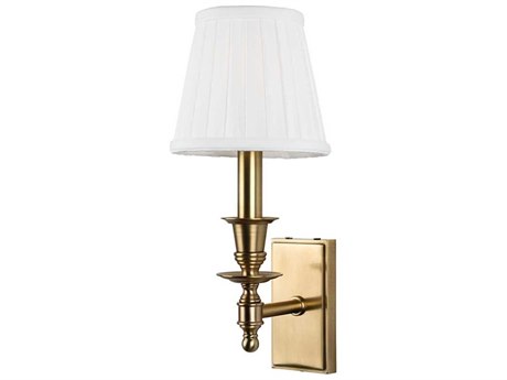 Hudson Valley Ludlow 1-Light Aged Brass Off White Wall Sconce