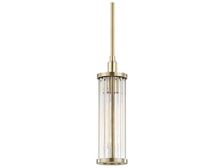 Hudson Valley Marley 1-Light Aged Brass Clear Glass Cylinder Mini Pendant