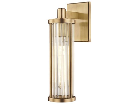 Hudson Valley Marley 1-Light Aged Brass Clear Glass Wall Sconce