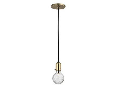 Hudson Valley Marlow 1-Light Aged Brass Clear Glass Round Mini Pendant