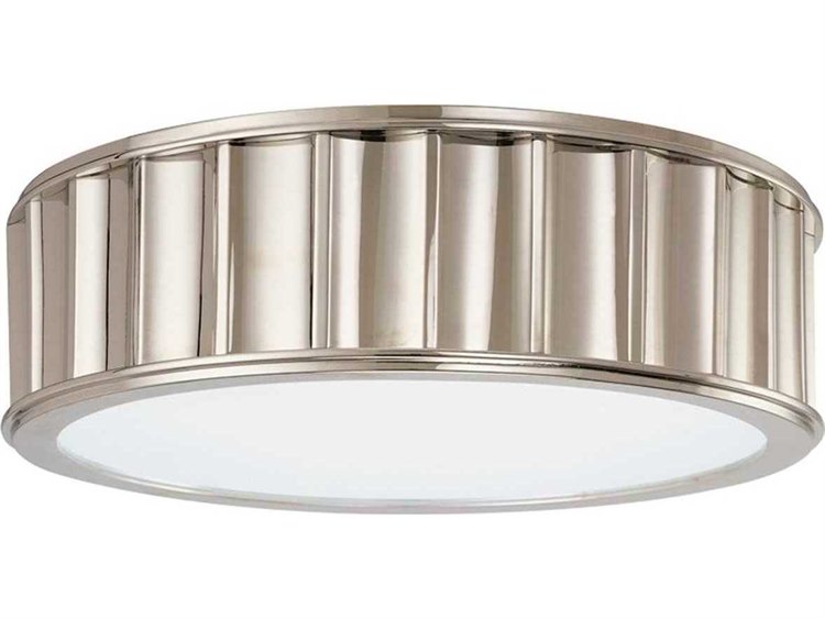 Photos - Chandelier / Lamp Hudson Valley Middlebury 2-Light Polished Nickel White Glass Drum Flush Mount 911-PN