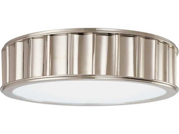 Photos - Chandelier / Lamp Wide Hudson Valley Middlebury 3-Light Polished Nickel White Glass Drum Flush Mount 912-PN 