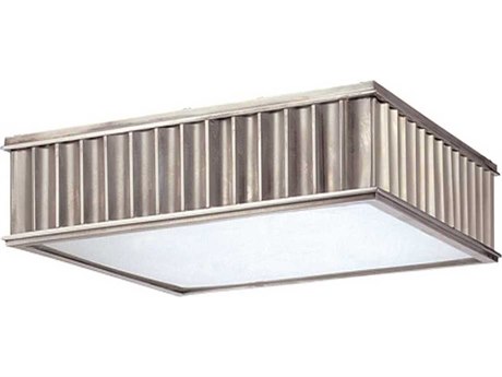 Hudson Valley Middlebury 2-Light Historic Nickel White Glass Flush Mount