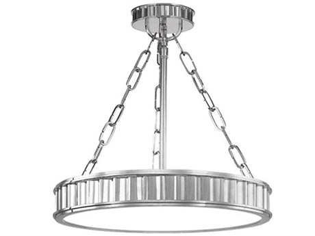 Hudson Valley Middlebury 3-Light Polished Nickel White Glass Drum Semi Flush Mount