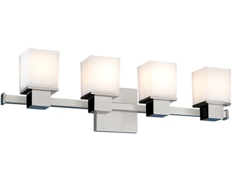 Hudson Valley Milford 4-Light Polished Chrome Off White Glass Vanity Light