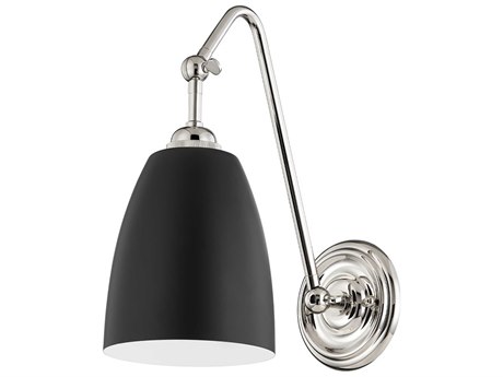Hudson Valley Millwood 1-Light Polished Nickel Black Swing Wall Sconce