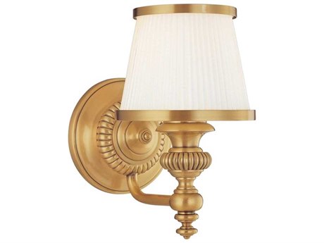 Hudson Valley Milton 1-Light Flemish Brass Off White Glass Wall Sconce