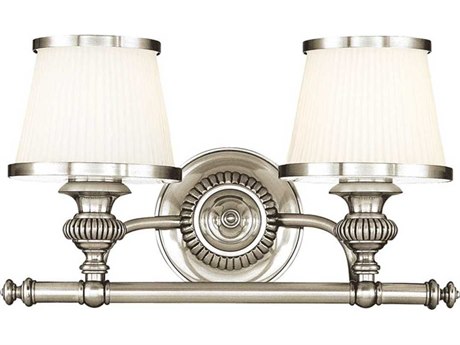 Hudson Valley Milton 2-Light Polished Nickel Off White Glass Vanity Light
