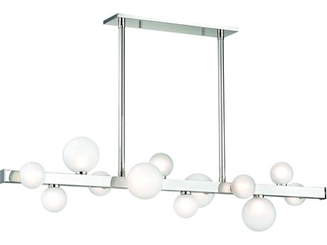 Hudson Valley Mini Hinsdale 12-Light Polished Nickel White Glass LED Globe Island Pendant