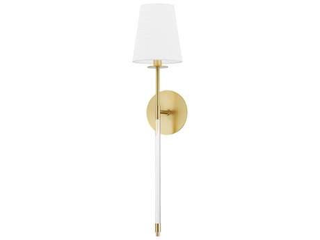 Hudson Valley Niagra 1-Light Aged Brass Crystal Wall Sconce