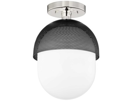 Hudson Valley Nyack 1-Light Polished Nickel Black Semi Flush Mount
