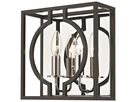 Hudson Valley Octavio 2-Light Aged Iron Polished Nickel Combo Gray Wall Sconce