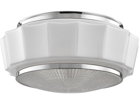 Hudson Valley Odessa 3-Light Polished Nickel Yellow Glass Flush Mount