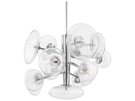 Hudson Valley Opera 14-Light Polished Nickel Glass Round Pendant