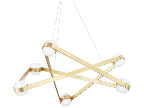 Hudson Valley Orbit 6-Light Aged Brass LED Candelabra Geometric Sputnik Chandelier