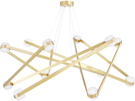 Hudson Valley Orbit 12-Light Aged Brass LED Candelabra Geometric Sputnik Chandelier