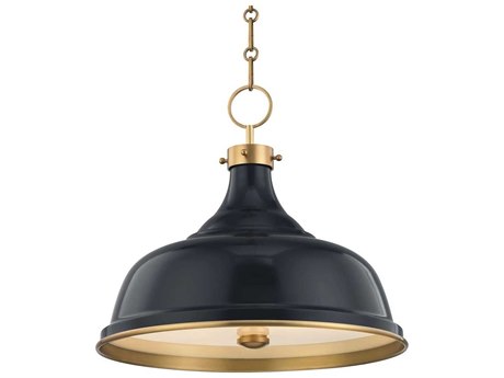 Hudson Valley Painted 3-Light Aged Brass Blue Bell Pendant