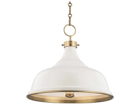 Hudson Valley Painted 3-Light Aged Brass Off White Bell Pendant