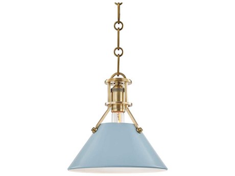 Hudson Valley Painted 1-Light Aged Brass Blue Mini Pendant